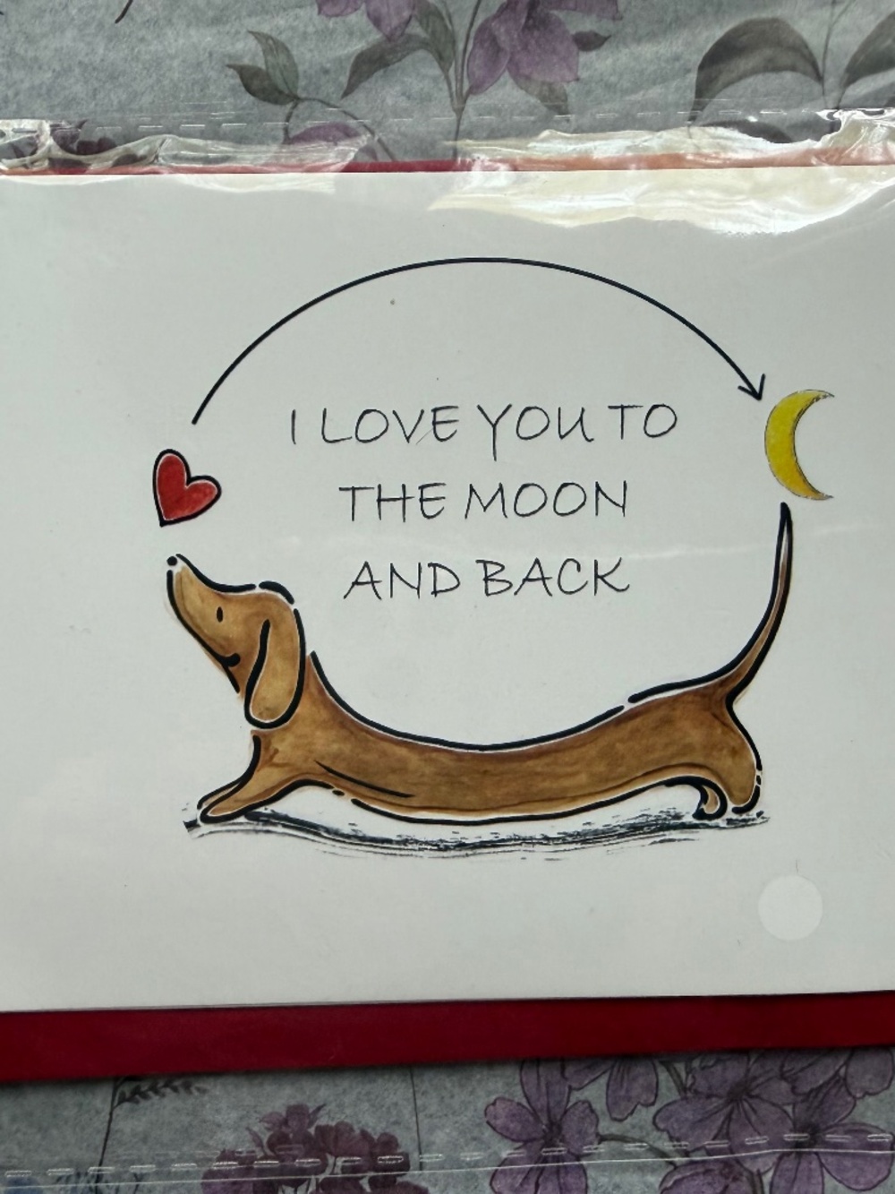Moon and Back Dachshund Greeting Card Ships out in 24 business hrs